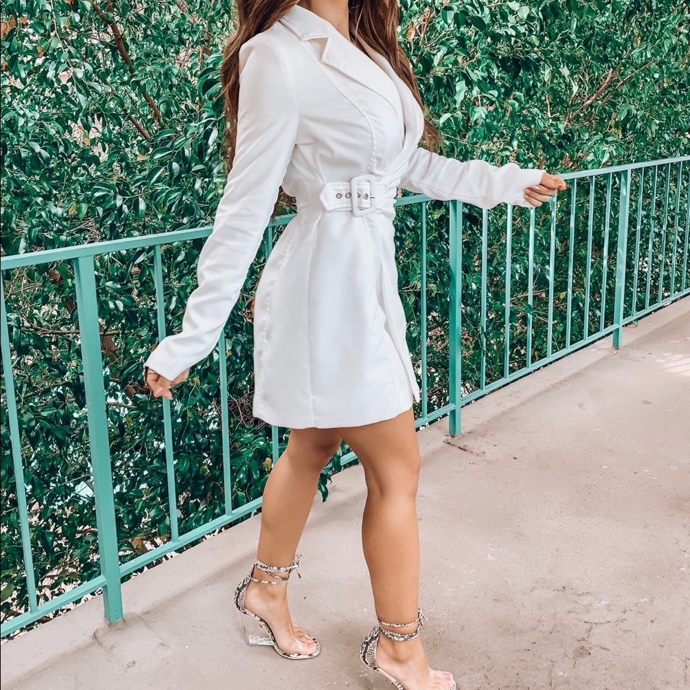 White belted dress